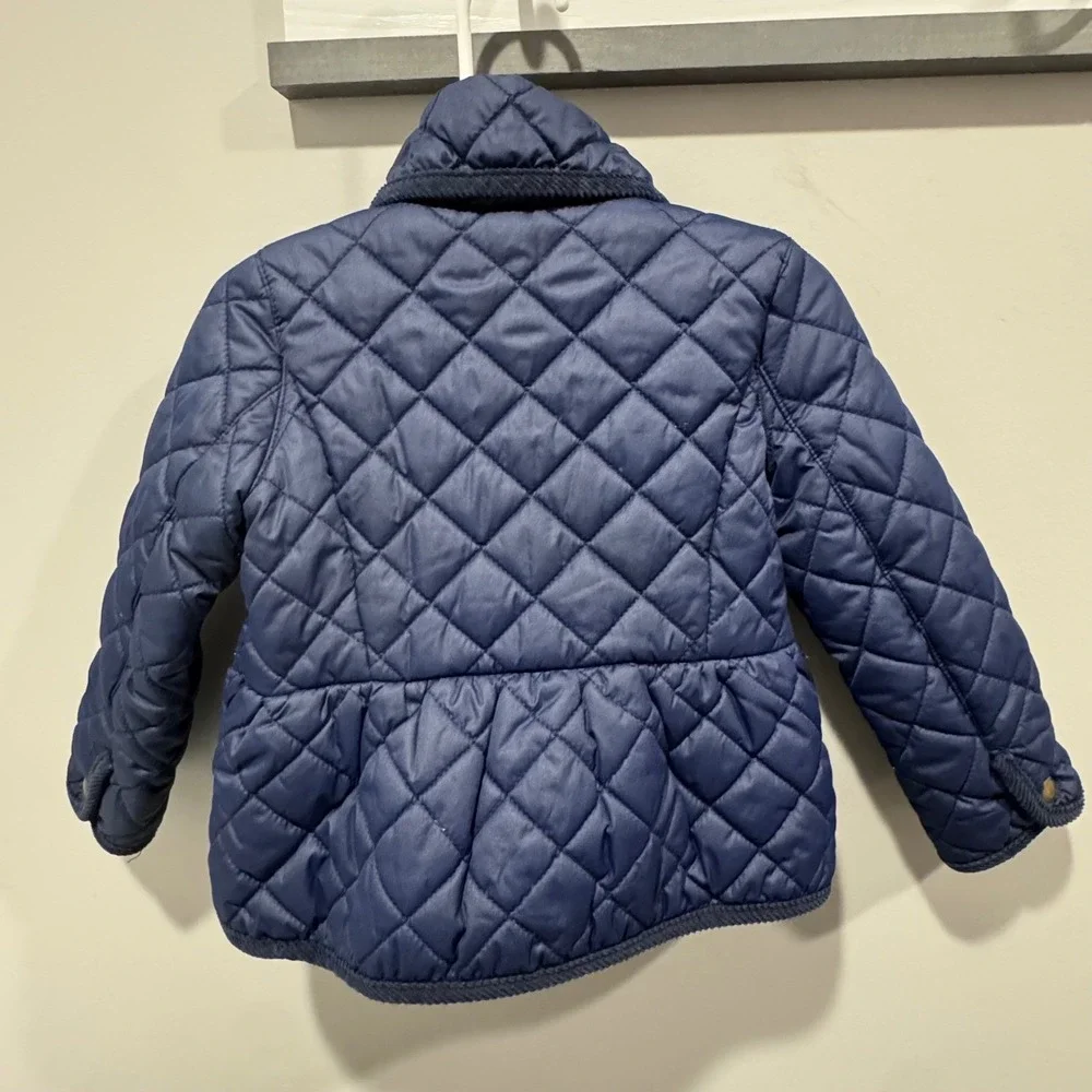 Polo by Ralph Lauren Navy Quilted Kids Jacket with White Logo